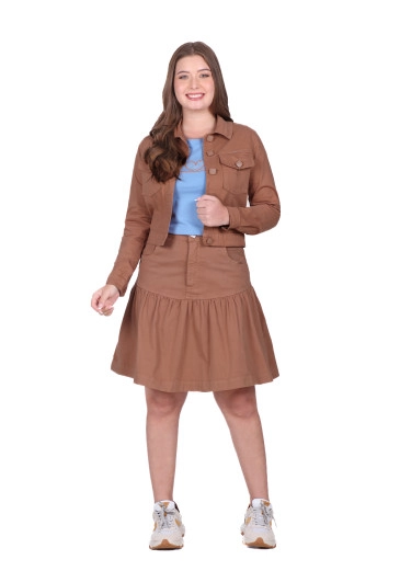 Jaqueta Fernanda Em Jeans Color Marrom Claro Hapuk Outono/Inverno 2025