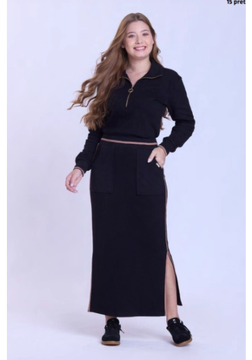 Conjunto Rute Em Malha Texturizada Preto Hapuk Outono/Inverno 2026