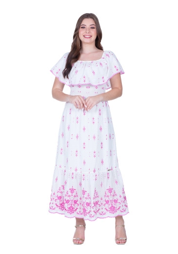 Vestido Roseli Em Laise Com Lastex Rosa Hapuk Primavera/Verão 2025 