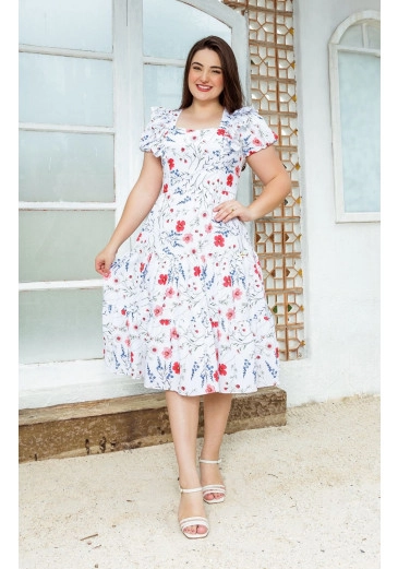 Vestido Lígia Em Sedinha Estampada Maria Amore Primavera/Verão 2025