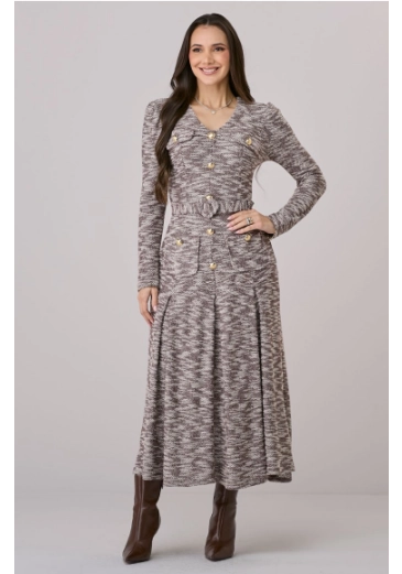 Vestido Tatiane Em Tweed Cinza Tata Martello Outono/Inverno 2026