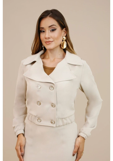 Jaqueta Diana Em Blazer Shape Bomber Areia Nitido Outono/Inverno 2026