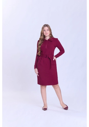 Vestido Rafaela Em Malha Estruturada Bordô Hapuk Outono/Inverno 2026