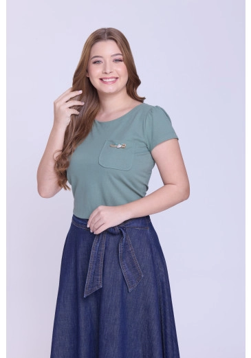 Blusa Daiane Em Malha Piquet Verde Hapuk Outono/Inverno 2026