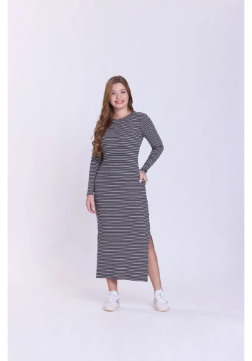 Vestido Lara Em Malha Canelada Mescla Hapuk  Outono/Inverno 2026