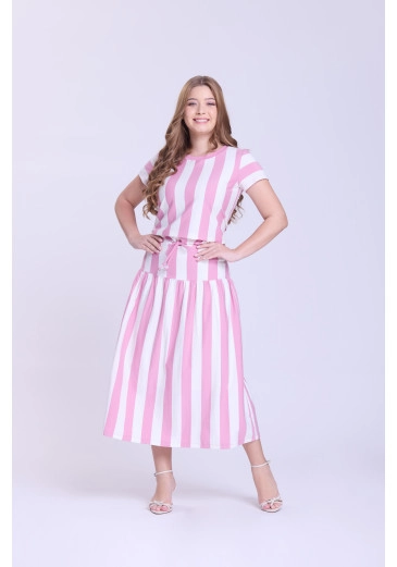 Conjunto Franciele Em Malha Listrada Rosa HapukOutono/Inverno 2026