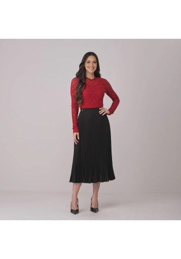 Saia Marta Em Crepinho Plissado Midi Tata Martello Outono/Inverno 2026