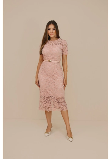Vestido Chanel Em Renda Richilieu Aveludada Rosa Nitido Outono/Inverno 2026