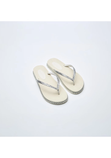 Chinelo Com Brilho Prata Tatá Martello Alto Verão 2025