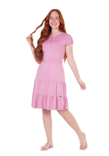 Vestido Ursula Em Malha Manga Balonê Rosa Hapuk Primavera/Verão 2025
