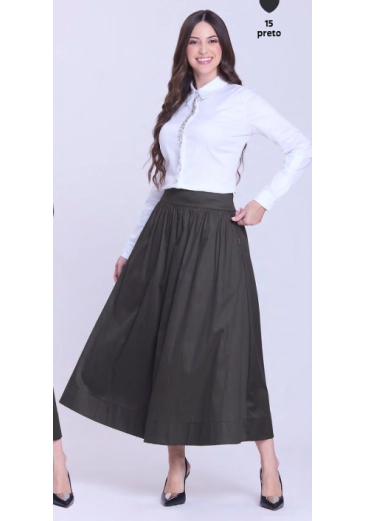Saia Carol Em Tecido Plano Preta Hapuk Outono/Inverno 2026