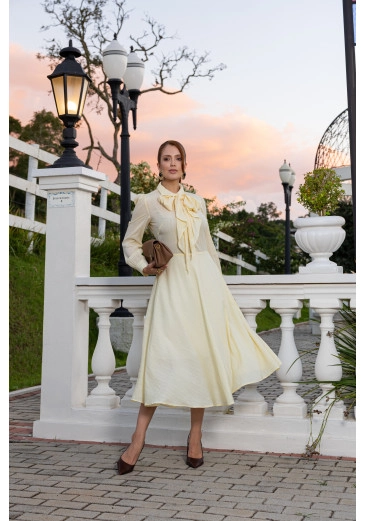 Vestido Leticia Em Tecido Rayon Amarelo Jany Pim Outono/Inverno 2026