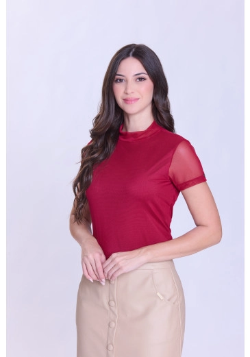 Blusa Maura Em Malha Tule Liso Bordô Hapuk Outono/Inverno 2026