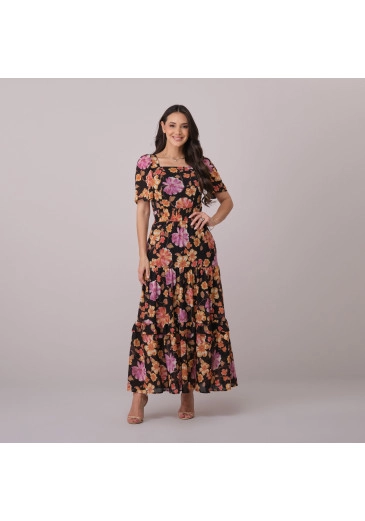 Vestido Daniely Em Ava Print Preto Tata Martello Primavera/Verão 2026