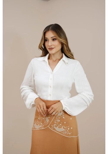 Camisa Fátima Em Viscose Off White Nitido Outono/Inverno 2026