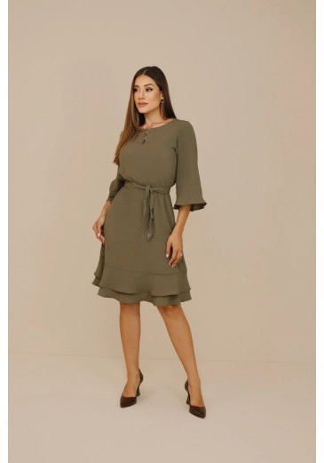 Vestido Louise Em Crepe Verde Nitido Outono/Inverno 2026
