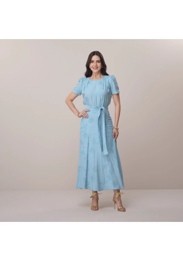 Vestido Tereza Em Rayon Bordado Azul Tata Martello Primavera/Verão 2026