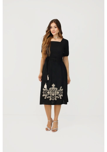 Vestido Gisela Em Linho Com Bordado Nítido Outono/Inverno 2025