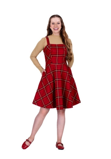 Vestido Fabíola Tecido Plano Xadrez Vermelho Hapuk Outono/Inverno 2024