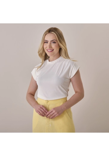 Blusa Flavia Malha Rib Off White Tata Martello Primavera/Verão 2026