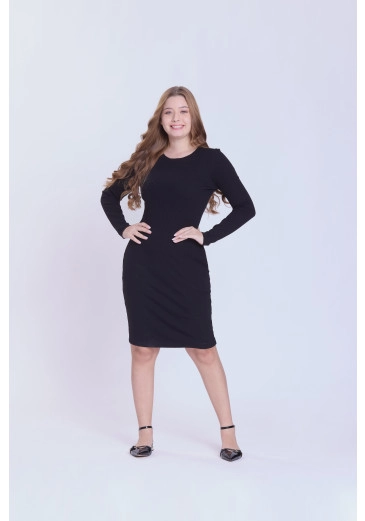 Vestido Isabella Em Malha Canelada Preto Hapuk Outono/Inverno 2026