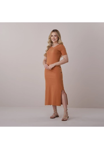 Vestido Liara Em Malha Conforto Mostarda Tata Martello Primavera/Verão 2026