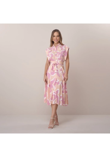 Vestido Lais Em Viscolinho Rosa Tatá Martello Primavera/Verão 2026