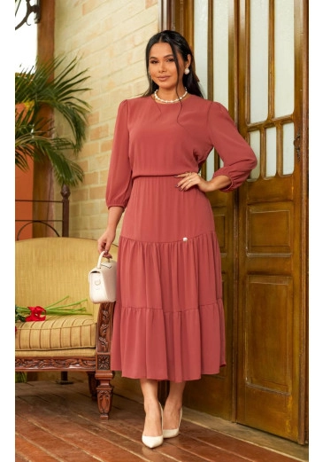 Vestido Jaqueline Em Chiffon Trabalhado Maria Amore Outono/Inverno 2026