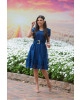Vestido Renda com Faixa Azul Maria Amore