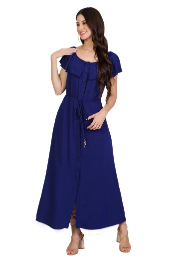 Vestido Lydia Em Tecido Plano Azul Marinho Hapuk Outono/Inverno 2024