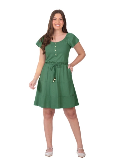 Vestido Cecília Em Malha Piquet Verde Hapuk Primavera/Verão 2026