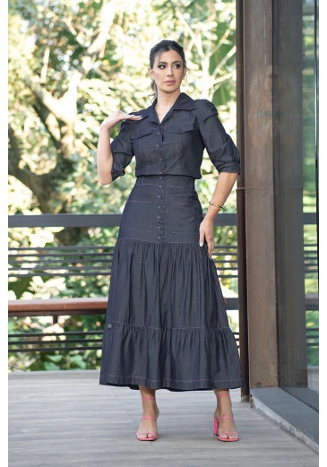 Conjunto Jeans Leve Com Presponto Colorido Luciana Pais Primavera/Verão 2024