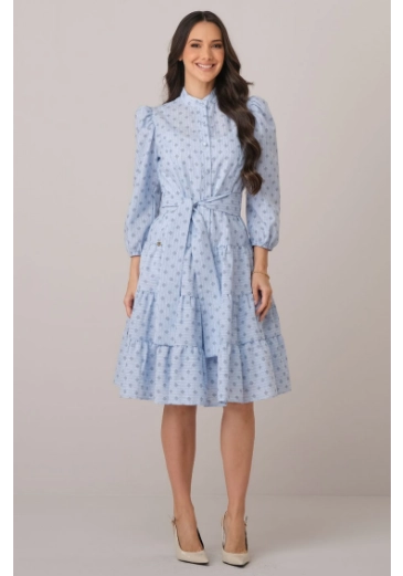 Vestido Sasha Em Algodão Azul Tata Martello Outono/Inverno 2026