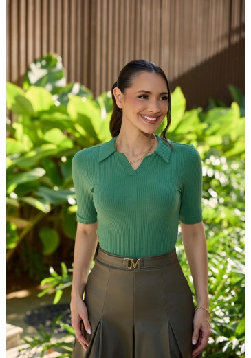 Blusa Katia Em Malha Canelada Verde Tata Martello Outono/Inverno 2026