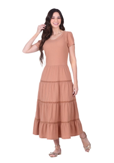 Vestido Sara Em Malha Texturizada Marrom Hapuk Primavera/Verão 2026