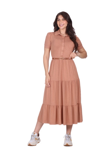 Vestido Paloma Em Malha Flamê Marrom Claro Hapuk Outono/Inverno 2025