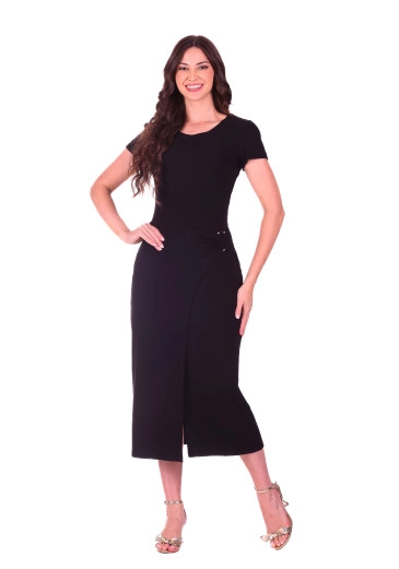 Vestido Tatiana Em Malha Canelada Preto Hapuk Primavera/Verão 2027