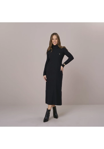 Vestido Tatiele Em Malha Trico Preto Tatá Martello Outono/Inverno 2025