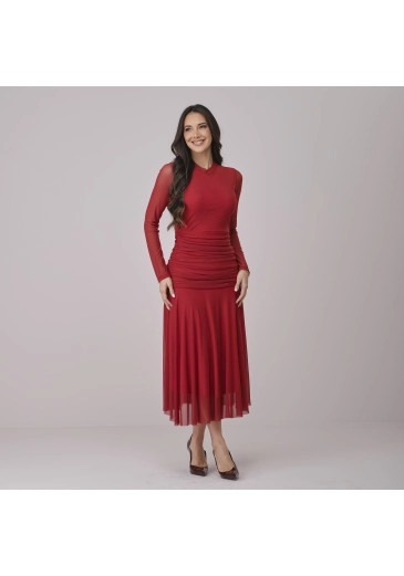 Vestido Amabia Em Tule Vermelho Tata Martello Outono/Inverno 2026