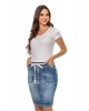 Saia Jeans com Faixa Branca Hapuk