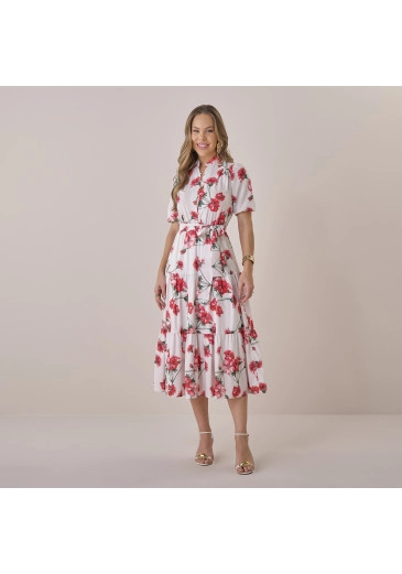 Vestido Rafaela Em Crepe Estampa Flores Tatá Martello Primavera/Verão 2026