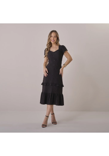Vestido Helenice Em Renda Jacquard Preto Tata Martello Primavera/Verão 2026