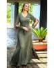 Vestido Longo com Fendas Verde Via Tolentino