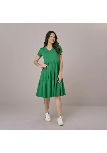 Vestido Keyte Em Malha Conforto Verde Tatá Martello  Outono/Inverno 2025