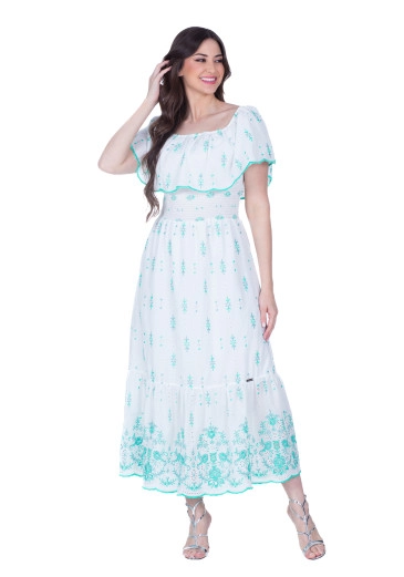 Vestido Roseli Em Laise Com Lastex Verde Hapuk Primavera/Verão 2025 