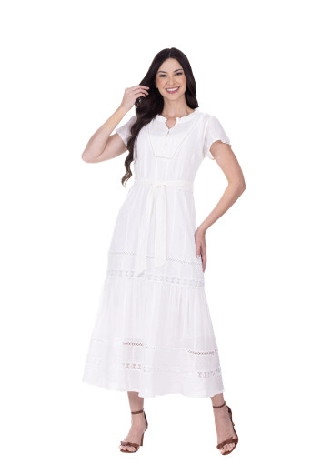 Vestido Maitê Em Tecido Plano Off White Hapuk Primavera/Verão 2026