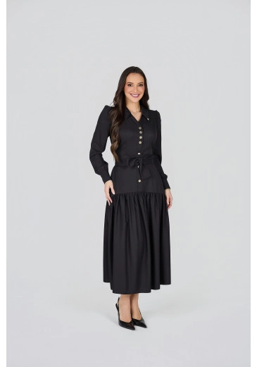 Vestido Michele Em Crepe Zurique Preto Tata Martello Primavera/Verão 2027