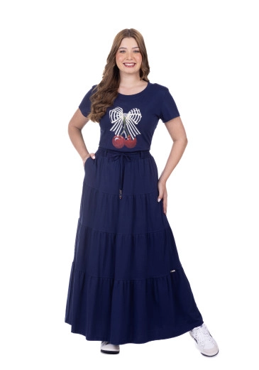 Saia Rute Em Malha De Algodão Azul Marinho Hapuk  Primavera/Verão 2026