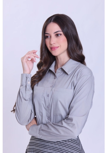Camisa Luciana Em Tecido Plano Cinza Hapuk Outono/Inverno 2026