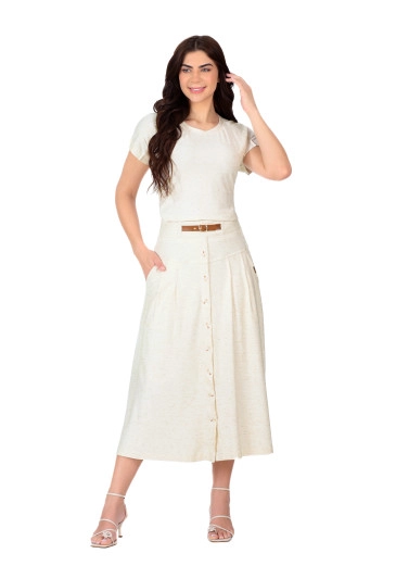 Saia Fatima Em Malha Viscose Off White Hapuk Primavera/Verão 2026